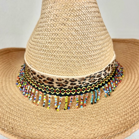 Vintage Cache Beaded & Embellished Straw Hat - Picture 2 of 8